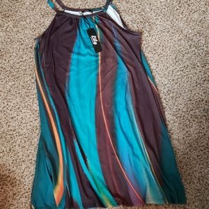 Multi color Brushstroke Sleeveless Yoke dress